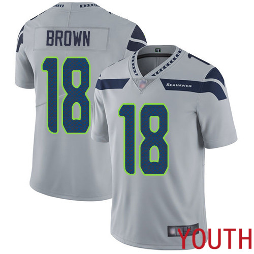 Seattle Seahawks Limited Grey Youth Jaron Brown Alternate Jersey NFL Football #18 Vapor Untouchable
